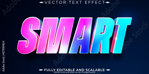 Smart text effect, editable holographic and futuristic customizable font style