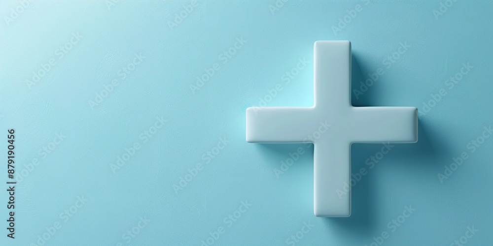 Obraz premium Blue Plus Sign on a Light Blue Background