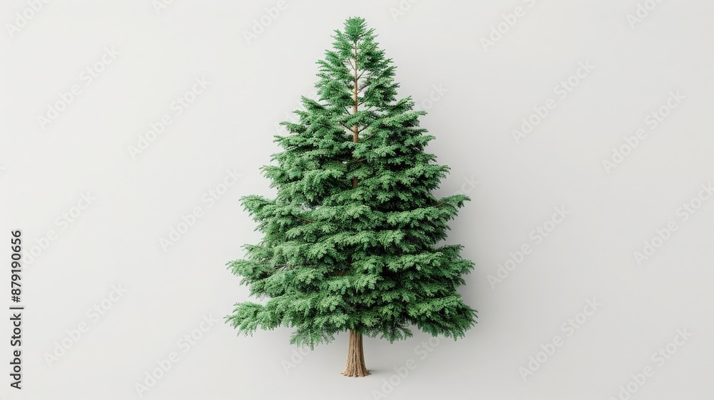 Beautiful green pine tree with detailed branches and needles isolated on a white background, perfect for holiday and nature themes. Beautiful green pine tree with detailed branches and needles isolated on a white background, perfect for holiday and nature themes.