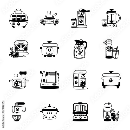Bundle of Kitchen Equipment Glyph Icons

