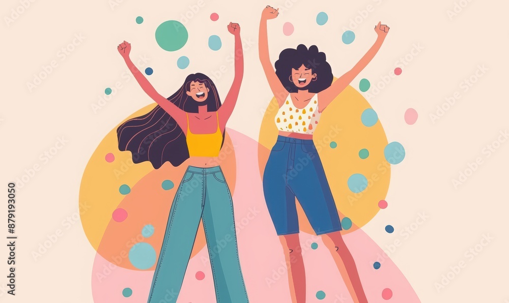 happy youth day poster design template with two young women waving hand and posing, with an orange color theme and modern solid accents. World Canada Day happy youth day poster design template with two young women waving hand and posing, with an orange color theme and modern solid accents. World Canada Day