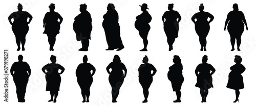 Fat woman silhouette set vector design big pack of illustration and icon