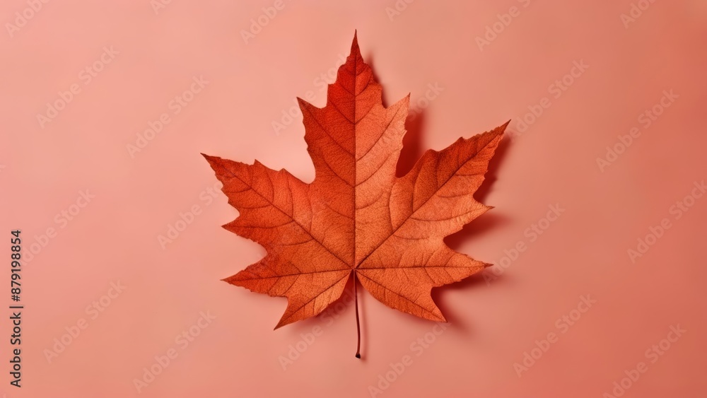 Autumns vibrant touch a single maple leaf Autumns vibrant touch a single maple leaf