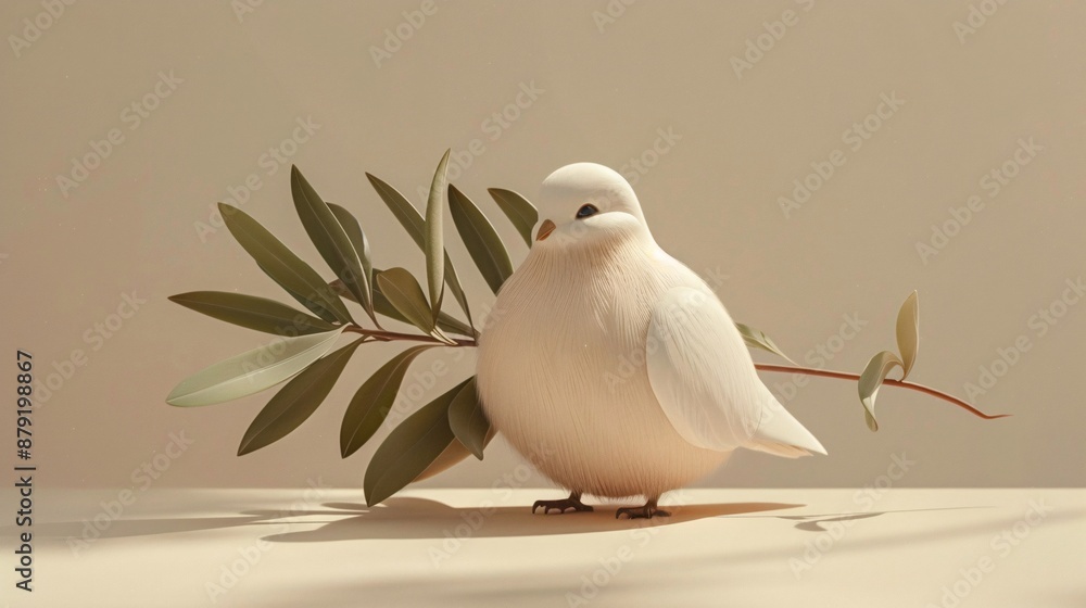 3d-render cartoon style dove carrying an olive branch symbolizing peace Stock Photo with copy space 3d-render cartoon style dove carrying an olive branch symbolizing peace Stock Photo with copy space