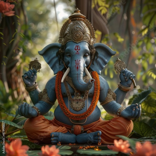 Ganesha diosa de las artes y las ciencias en la India. Cabeza de elefante y cuerpo de hombre, hijo de Shiva y Parvati. photo