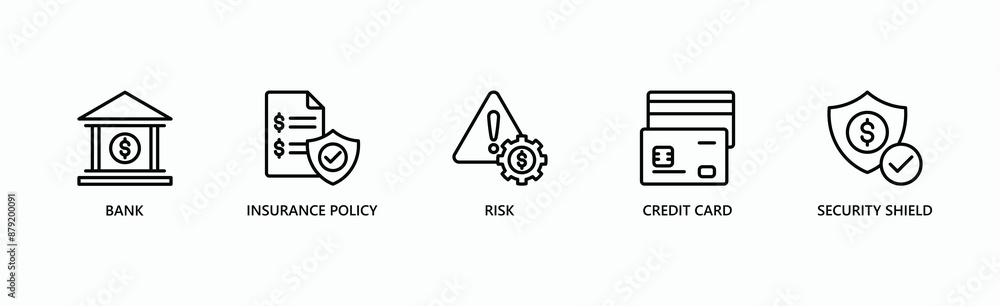Financial Protection Banner Web Icon Vector Illustration Concept With Icon Of Bank, Insurance Policy, Risk, Credit Card, Security Shield Financial Protection Banner Web Icon Vector Illustration Concept With Icon Of Bank, Insurance Policy, Risk, Credit Card, Security Shield