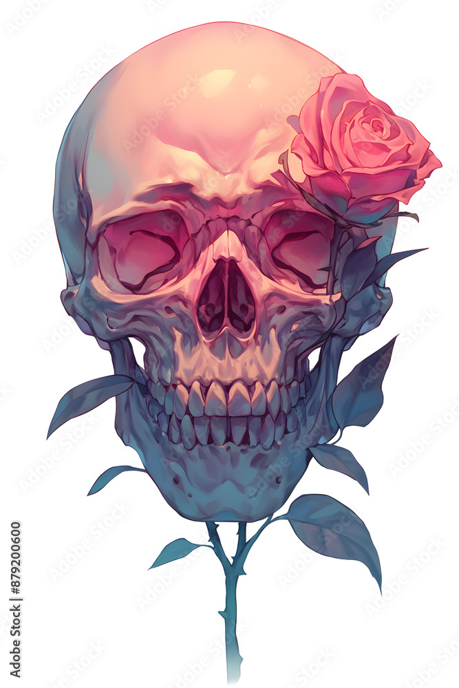 Fototapeta premium A Human Skull Transformed into a Rose