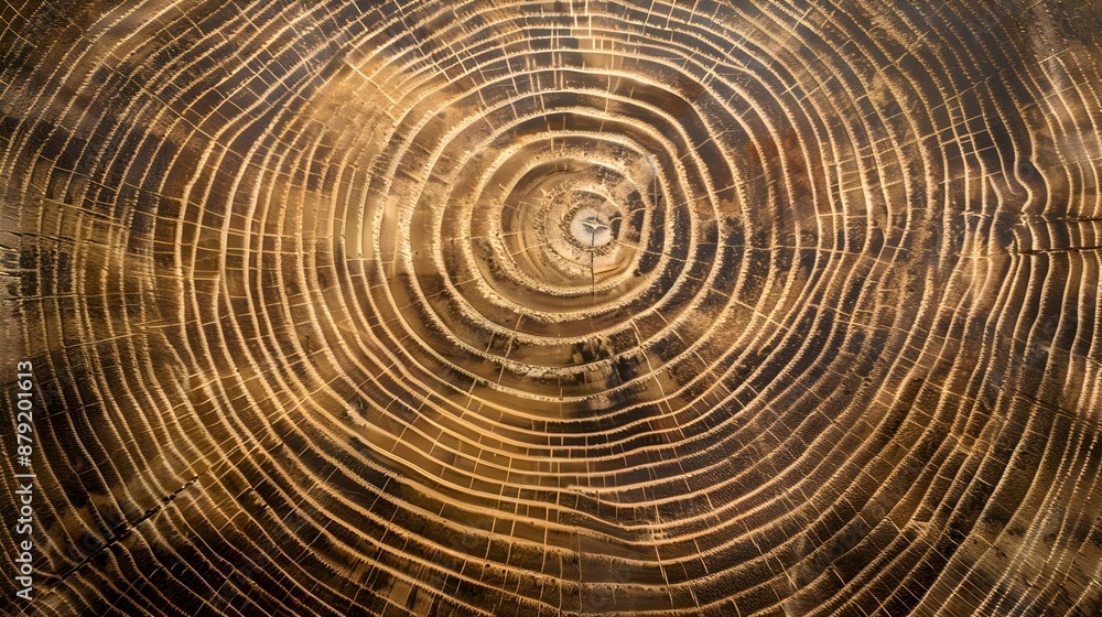 Fototapeta premium Close-Up of Tree Rings Showing Detailed Wood Grain Texture and Growth Patterns 
