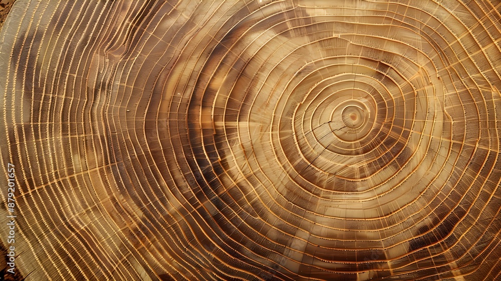 Fototapeta premium Close-Up of Tree Rings Showing Detailed Wood Grain Texture and Growth Patterns