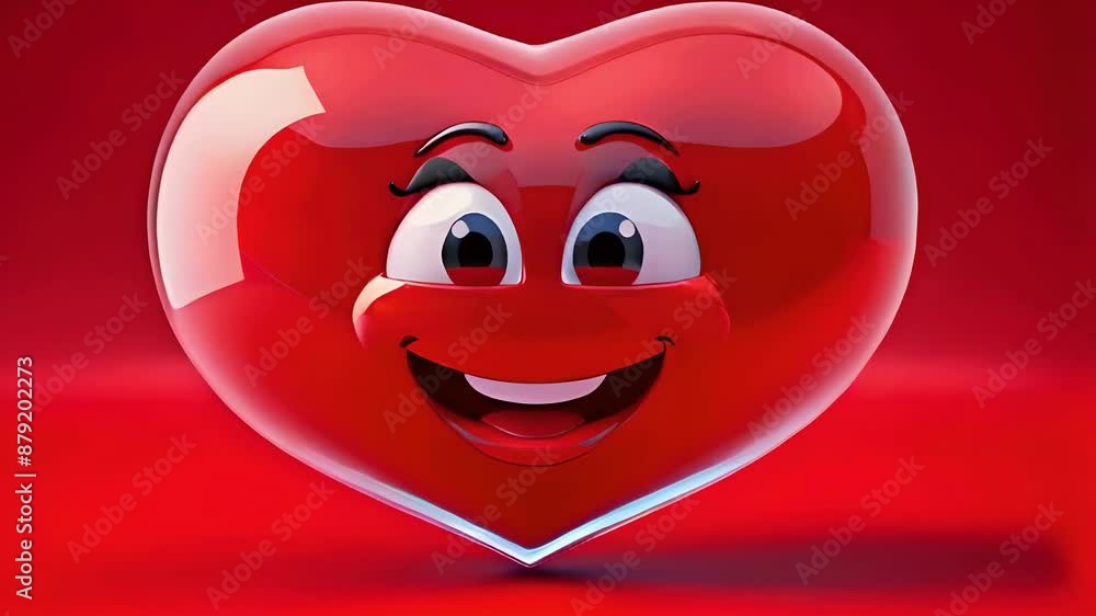 3d glassy a human emotions love affection emoji on red background 3d glassy a human emotions love affection emoji on red background