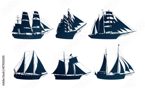 The set silhouettes of a large sailing ships.