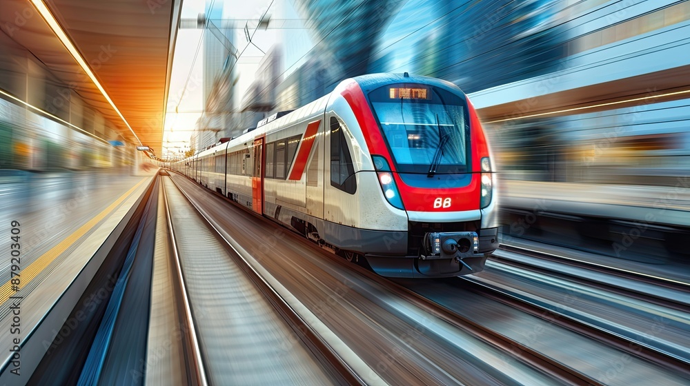 Fototapeta premium Motion blur of fast-moving train