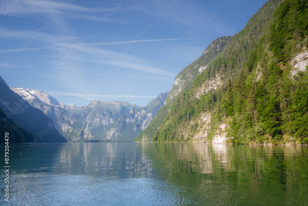 Naklejka premium Konigsee lake near Jenner mount in Berchtesgaden National Park, Alps Germany