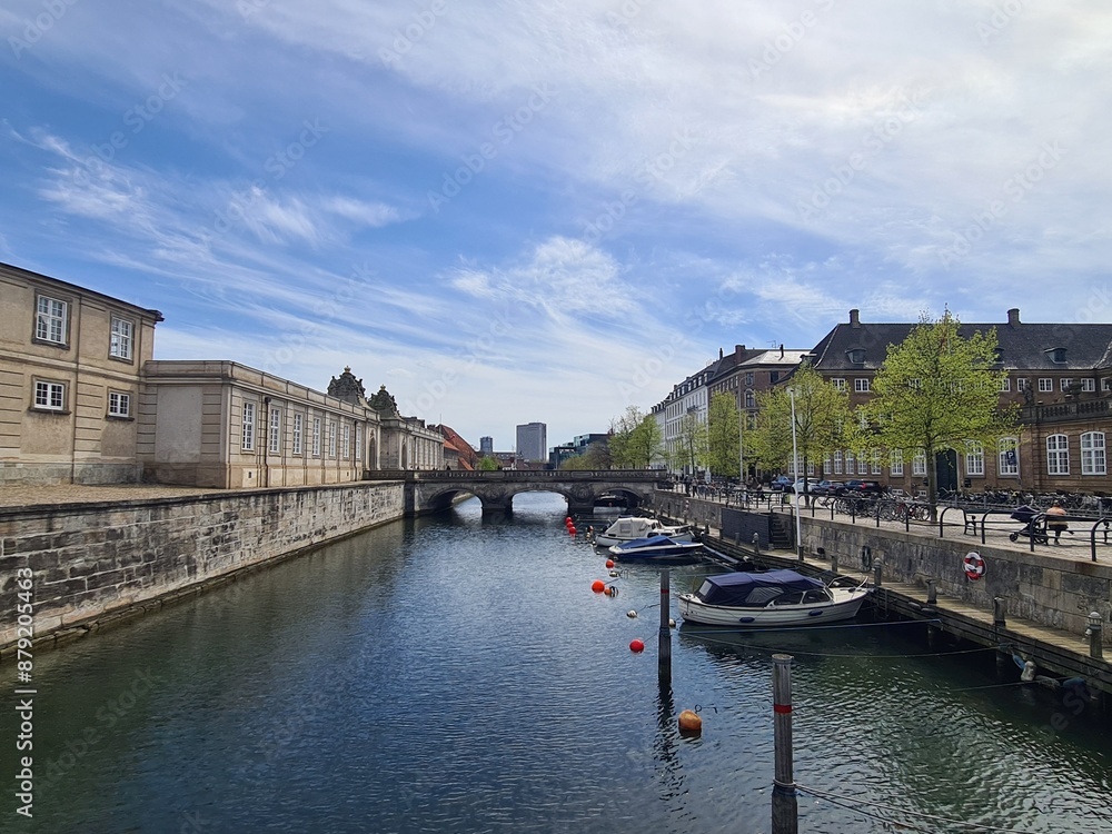Naklejka premium wonderful area with nice architecture and water around the enter to the Christiansborg in Copenhagen, Denmark