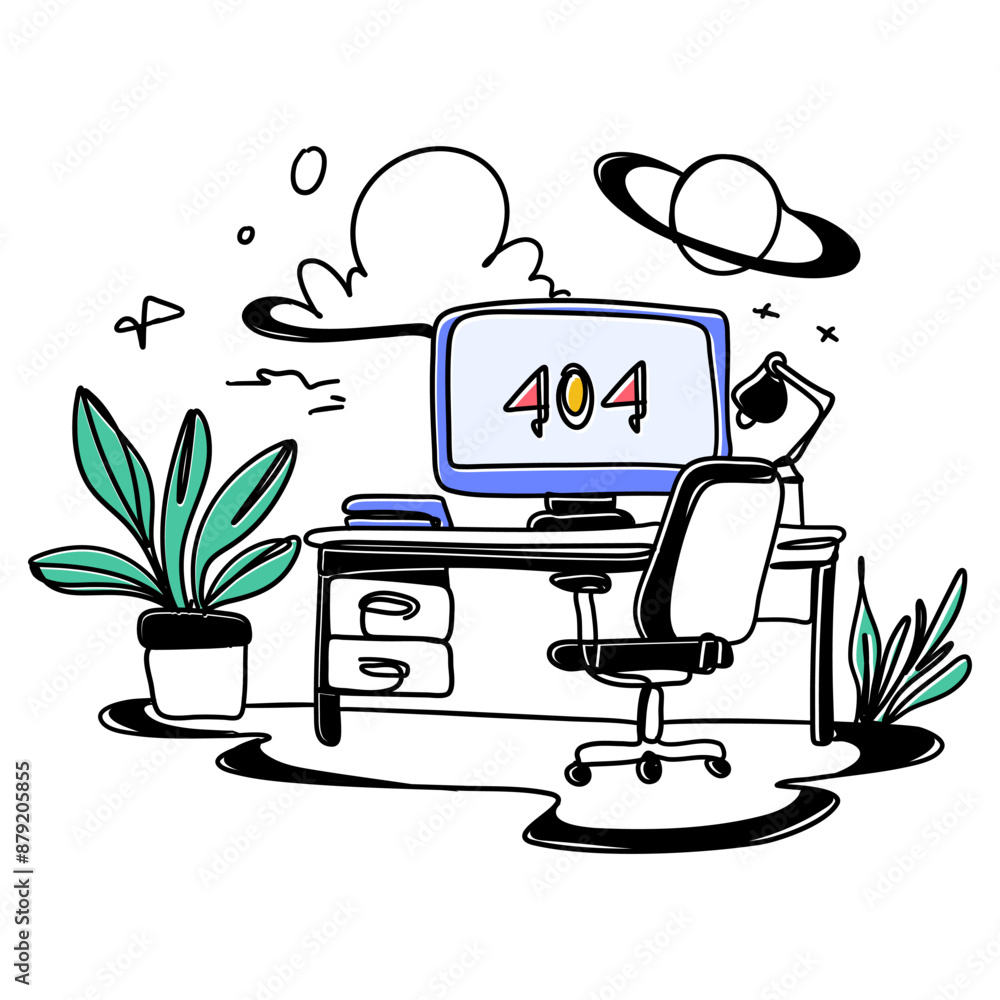Naklejka premium Elevate your website's visual aesthetics with flat illustration Empty Space 404 designs. Create a clean and user friendly error page that enhances your brand's image