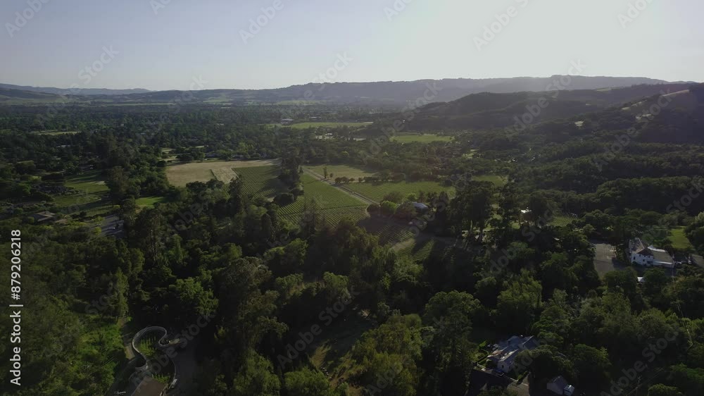 Aerial of vineyards nearl downtown Sonoma, California Aerial of vineyards nearl downtown Sonoma, California