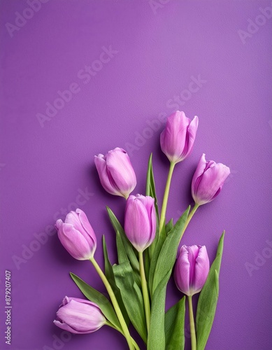 Orange Tullips on Orange Background - Beautiful Flowers for Spring - Colored Tullips - Background for Mother's Day, Woman's Day, Valentine's Day or Birthday - Space for Copy or Text