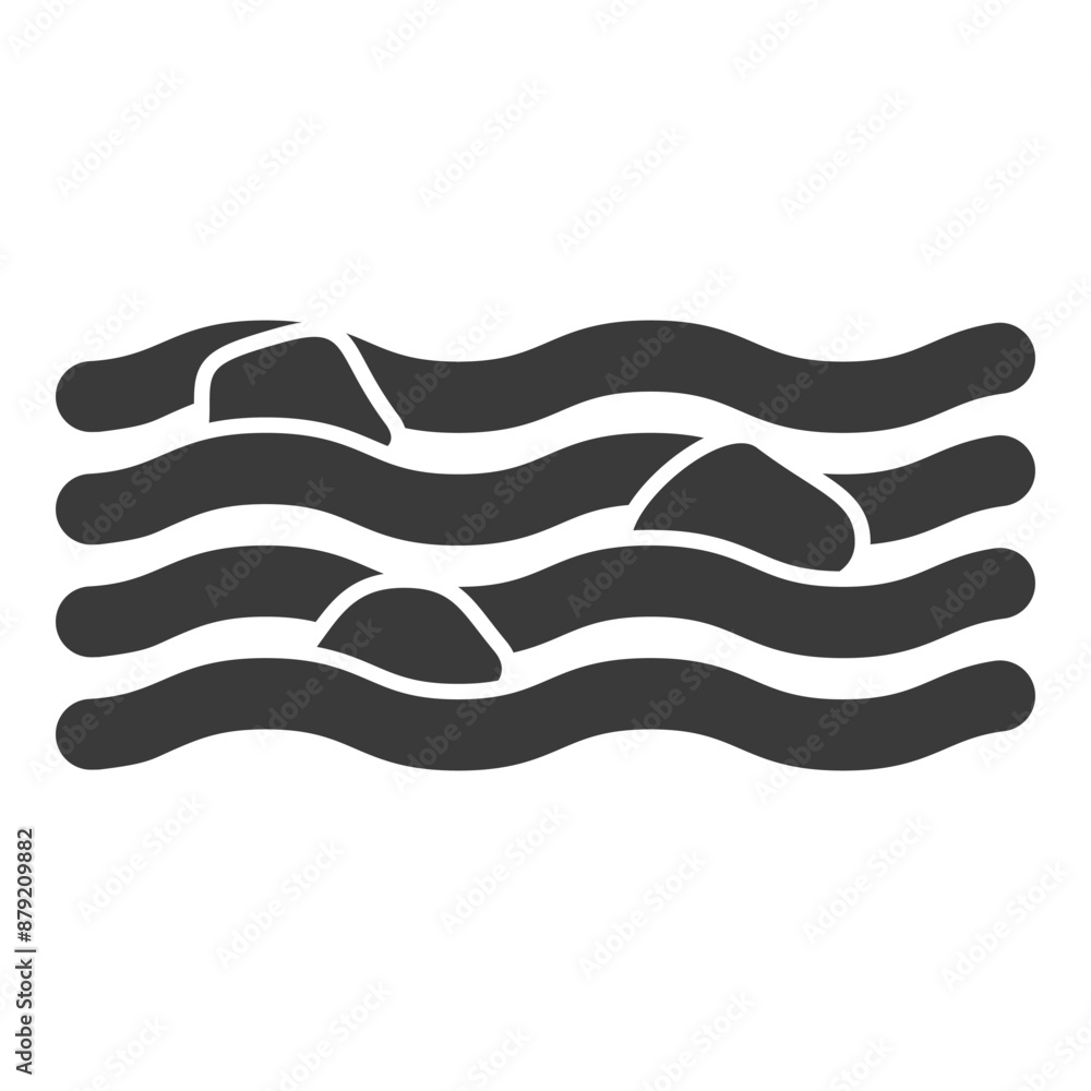 Stones in the river glyph icon isolated on white background.Vector illustration Stones in the river glyph icon isolated on white background.Vector illustration