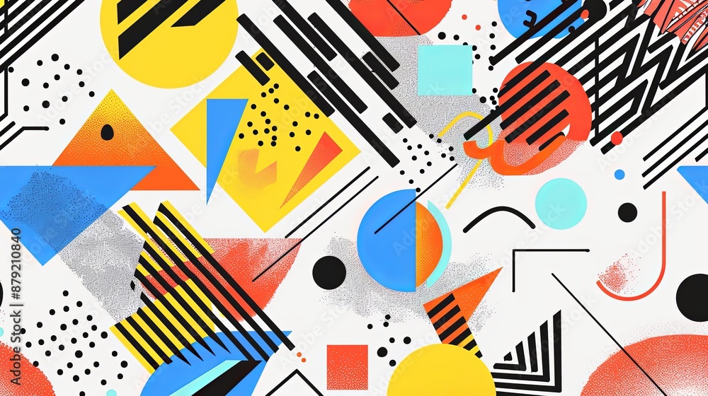 Colorful Abstract Geometric Shapes on White Colorful Abstract Geometric Shapes on White