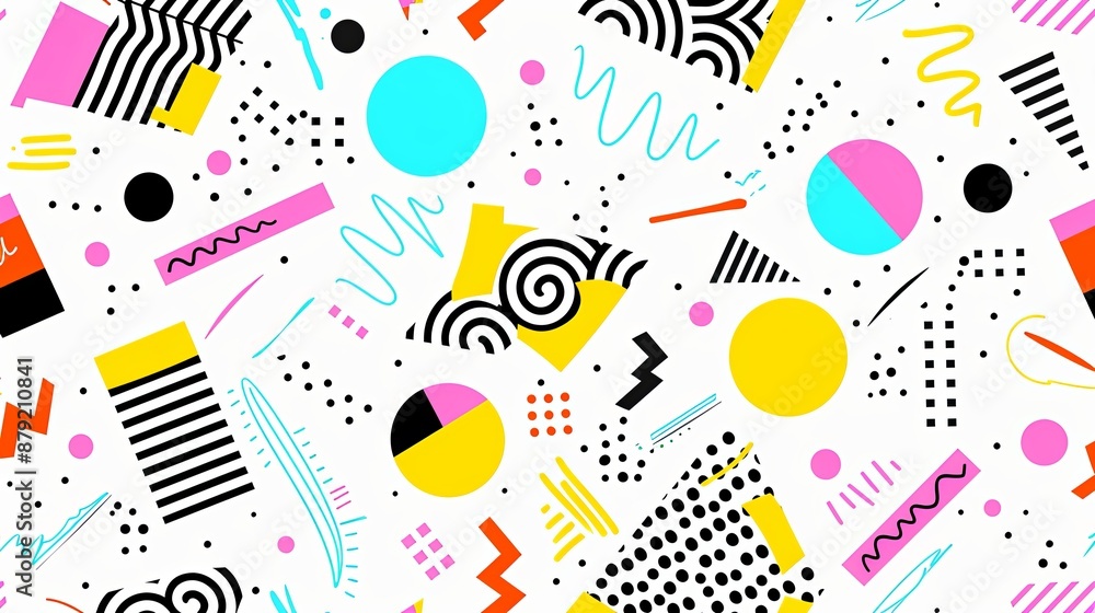 Colorful Abstract Geometric Shapes on White Colorful Abstract Geometric Shapes on White