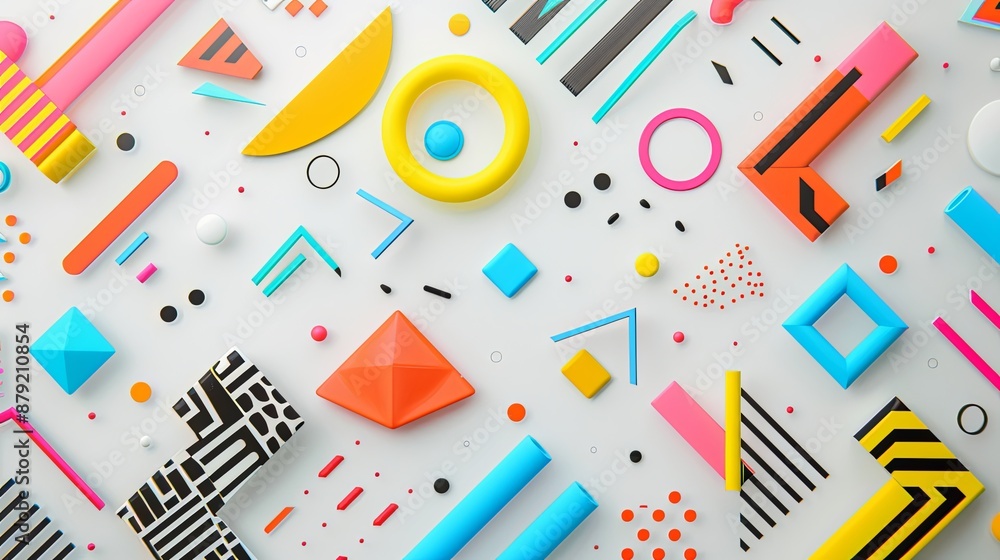 Colorful Abstract Geometric Shapes on White Colorful Abstract Geometric Shapes on White