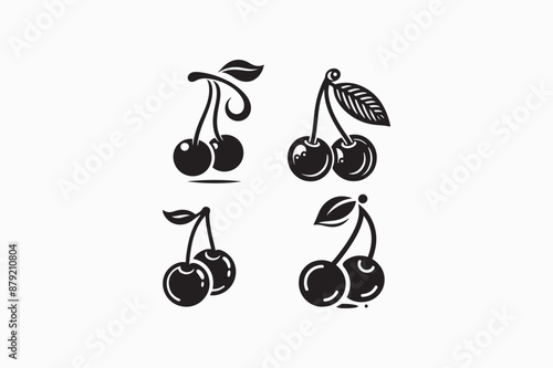 Cherry fruit vector silhouette image adobe illustrator.