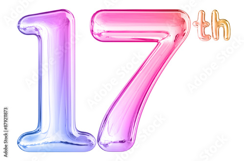 17th Anniversary Gradient Number 3D