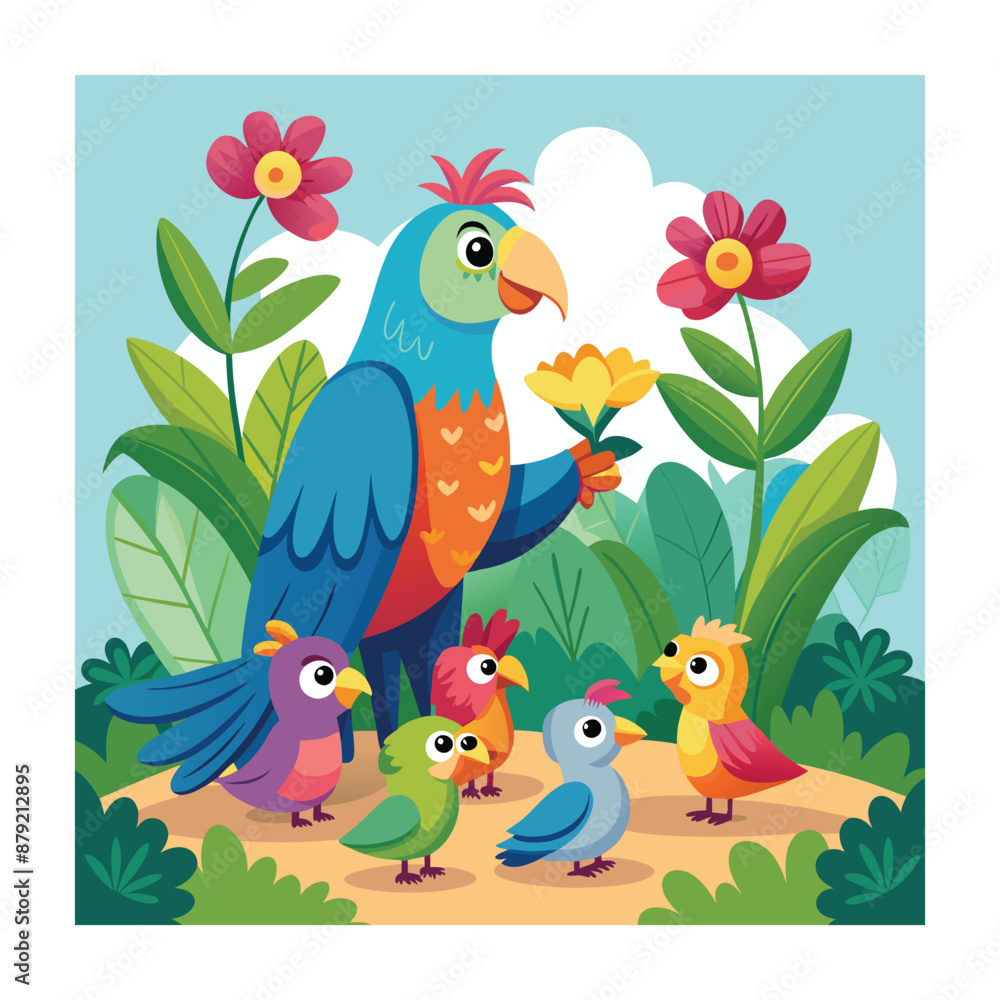 Parrot and flower vector illustration Parrot and flower vector illustration
