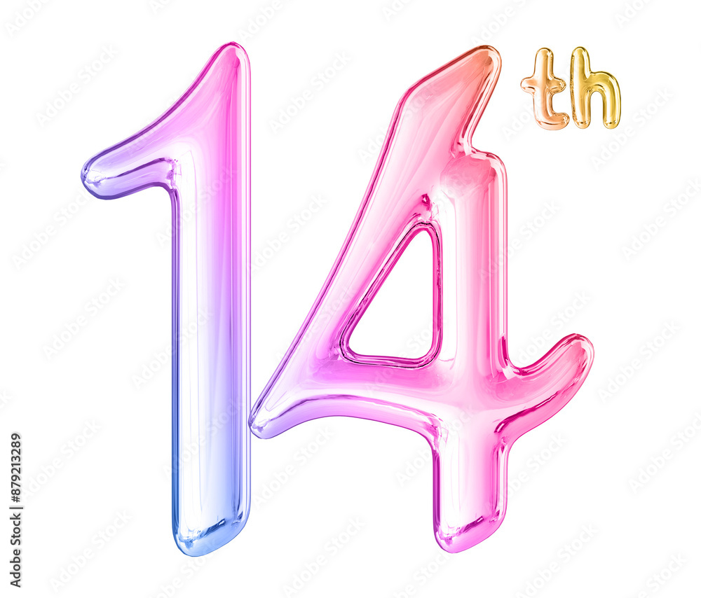 14th Anniversary Gradient Number 3D 14th Anniversary Gradient Number 3D