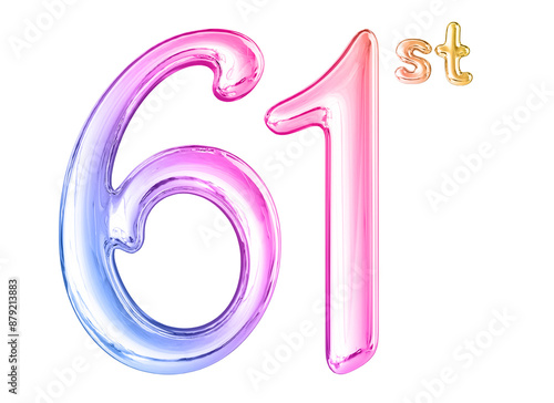 61st Anniversary Gradient Number 3D