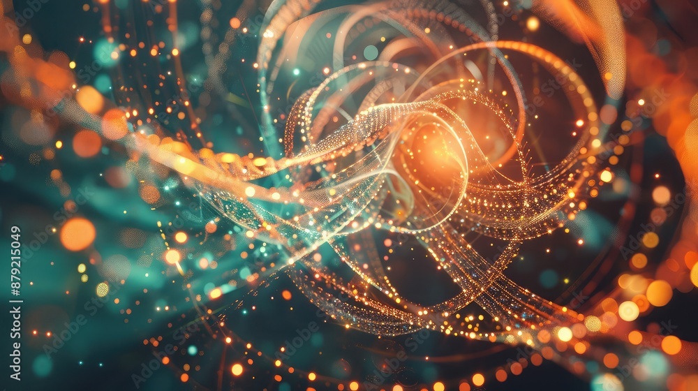 Obraz premium Abstract techno quantum entanglement concept