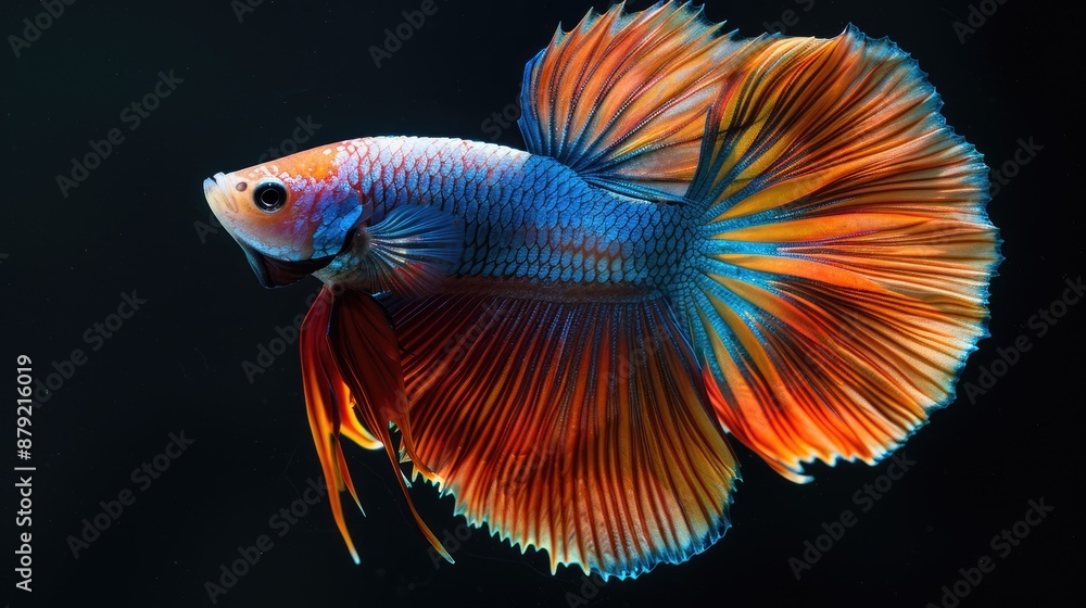 Fototapeta premium Colorful Siamese fighting fish on black background
