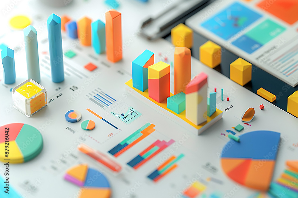 © Sarawut - Online education learning with business data report, 3D Animation render, High resolution