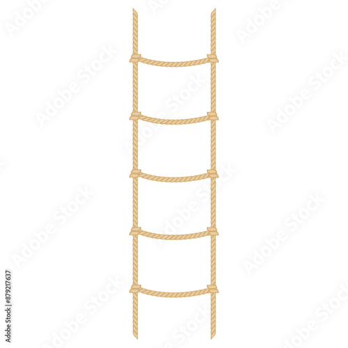 Realistic Rope ladder isolated on white background. Vector illustration