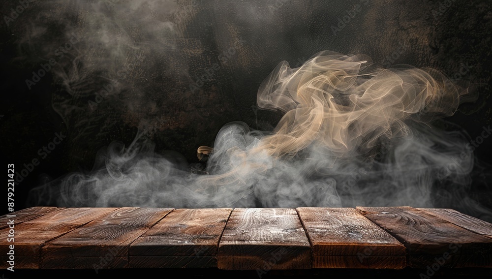 Dark Wooden Tabletop with Smoke Effect Dark Wooden Tabletop with Smoke Effect