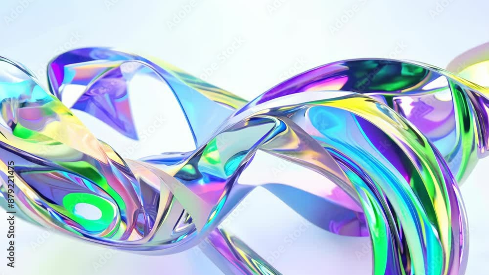 Abstract, intertwined shapes with a smooth and glossy texture in a vivid and luminous palette. The shapes feature a mix of blue, green, yellow, and purple shades. Abstract, intertwined shapes with a smooth and glossy texture in a vivid and luminous palette. The shapes feature a mix of blue, green, yellow, and purple shades.