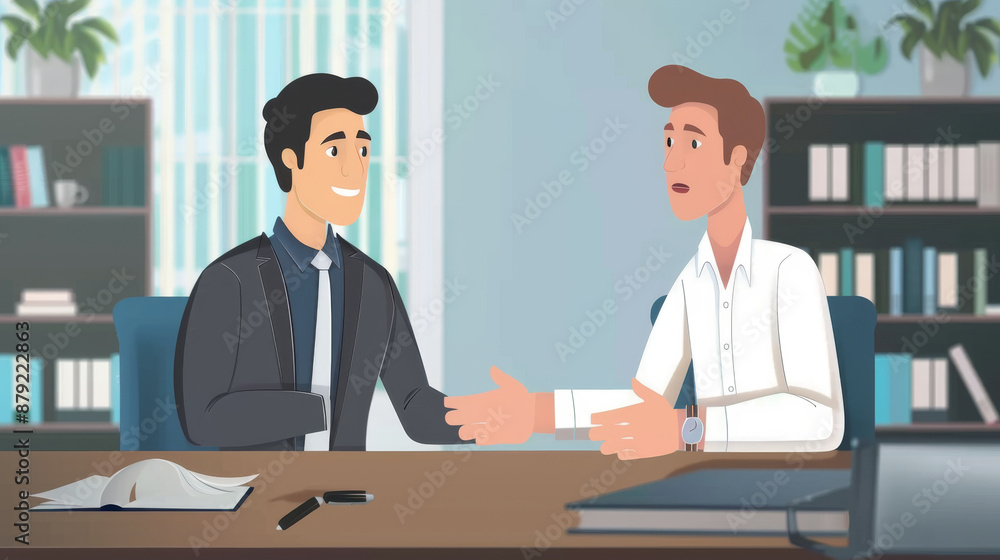 Two men are shaking hands in a business meeting Two men are shaking hands in a business meeting