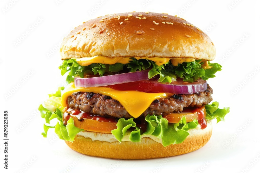 smash burger with beef grilled patty with red onion, pickles, mayonnaise, crispy onions, brioche bun, on white transparent background smash burger with beef grilled patty with red onion, pickles, mayonnaise, crispy onions, brioche bun, on white transparent background