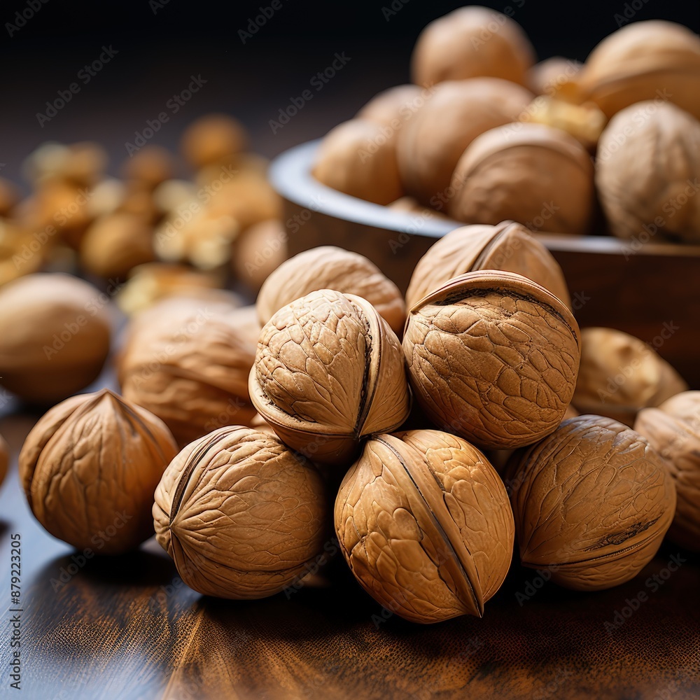 Beautiful Close-Up Photo of Whole and Cracked Walnuts Beautiful Close-Up Photo of Whole and Cracked Walnuts