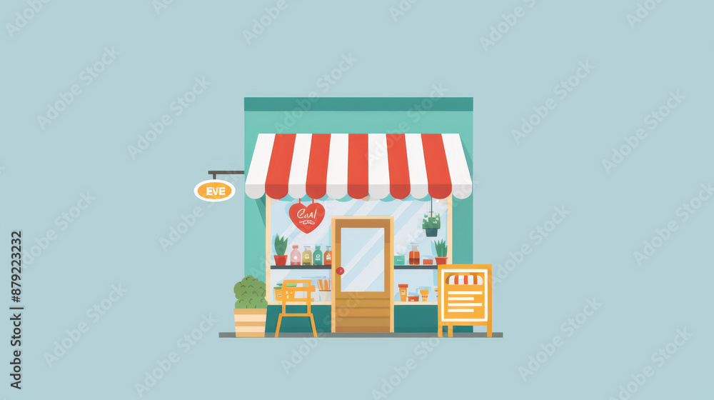 A store front with a heart on it and a sign that says A store front with a heart on it and a sign that says