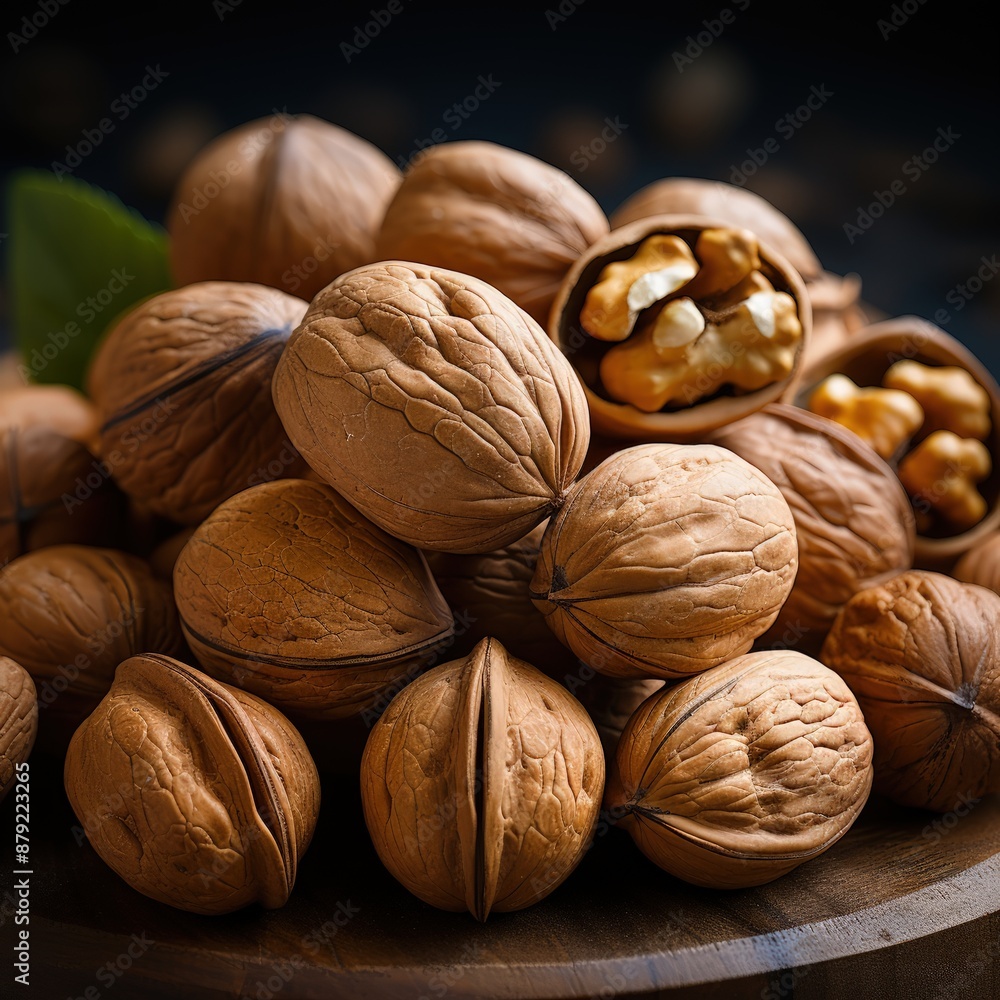 Beautiful Close-Up Photo of Whole and Cracked Walnuts Beautiful Close-Up Photo of Whole and Cracked Walnuts