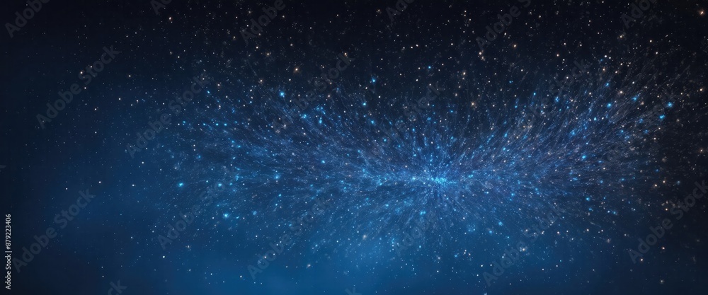 Fototapeta premium Fire embers particles over Blue background, Abstract dark glitter fire particles lights