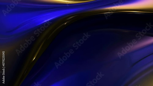 swirling blue, gold and black liquid gradient. The liquid moves and changes shape, creating an abstract pattern.
