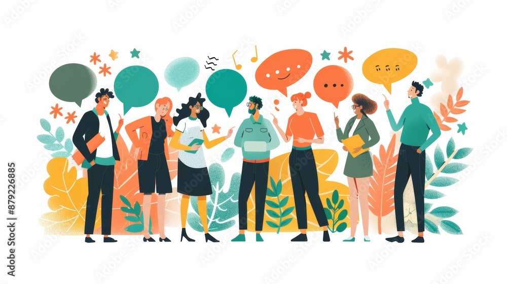 Communicating businesspeople. Discussions, problem solving, brainstorming. Modern illustration banner. Communicating businesspeople. Discussions, problem solving, brainstorming. Modern illustration banner.