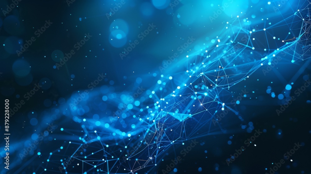 Obraz premium Concepts of cybersecurity technology and digital data protection. Dark blue background, center focus, side blur, polygons, dots and lines protect internet network connections.