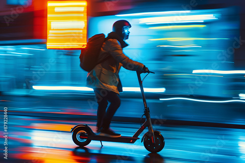 Attractive man in the city with electric scooter © artesenc