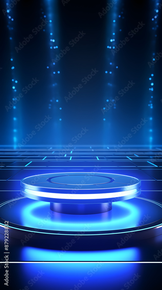 digital blue light circular podium e-commerce graphics poster mobile phone background digital blue light circular podium e-commerce graphics poster mobile phone background