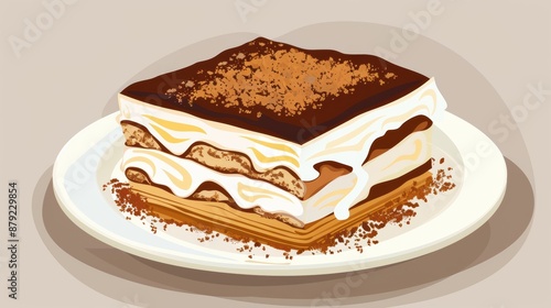 A creamy tiramisu dessert, layered with mascarpone cheese