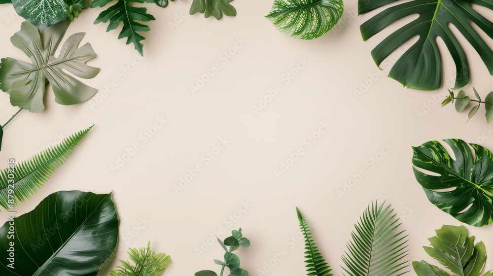 Fototapeta premium Vibrant Botanical Frame with Eco-Friendly Elements for Presentations