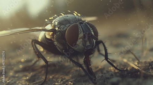 An insignificant fly on an obscure or out of focus setting